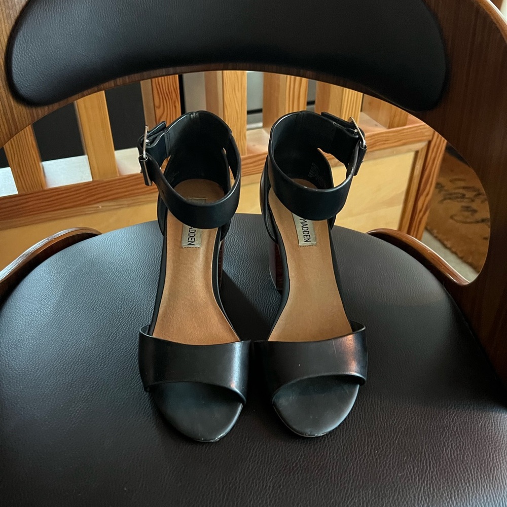 Steve Madden Black Open Toe Heels - image 1